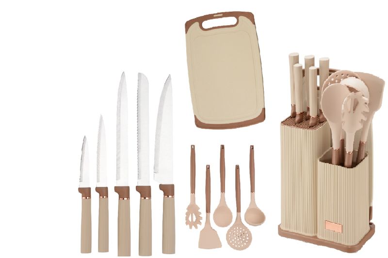 Набор кухонный JEWEL ПС0004-16 (12 пр. на подставке) беж.