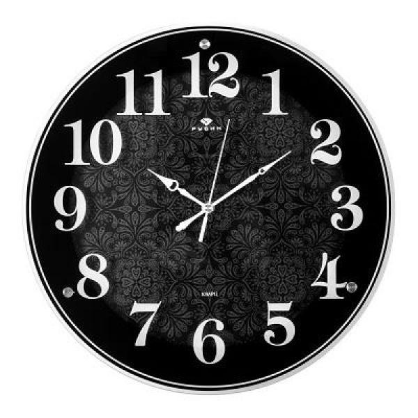 Часы настенные 4040-1244B "Рубин" (d=39см) черный "Классика с узором"