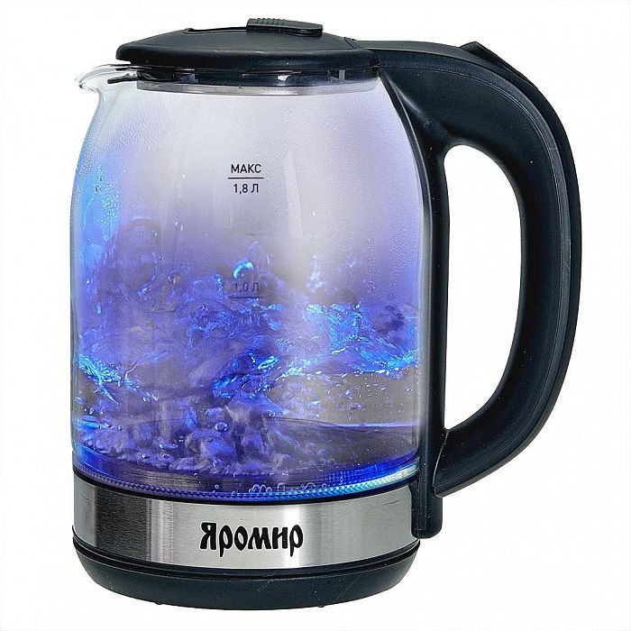 Чайник эл. ЯРОМИР ЯР-1061 1,5кВт. 1,8л. стекло, диск