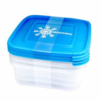 Компл. контейнеров д/замораж. продуктов "Морозко" 0,7л. (3шт.) квадр. ПБ64036