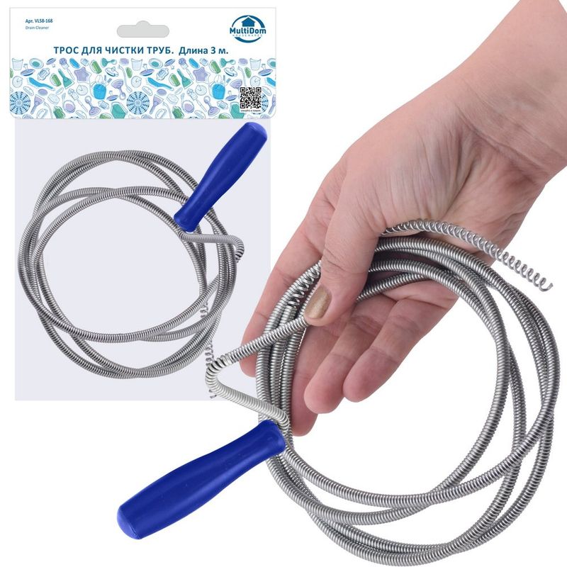 Трос д/чистки труб VL58-168 (3,0м. ) Мд