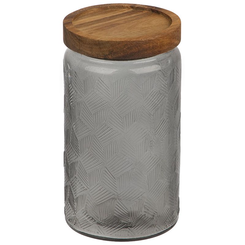 Банка д/сып. прод. 108316 1,0л. AMARETTO, с дер. крышкой (цв. стекло) СКР