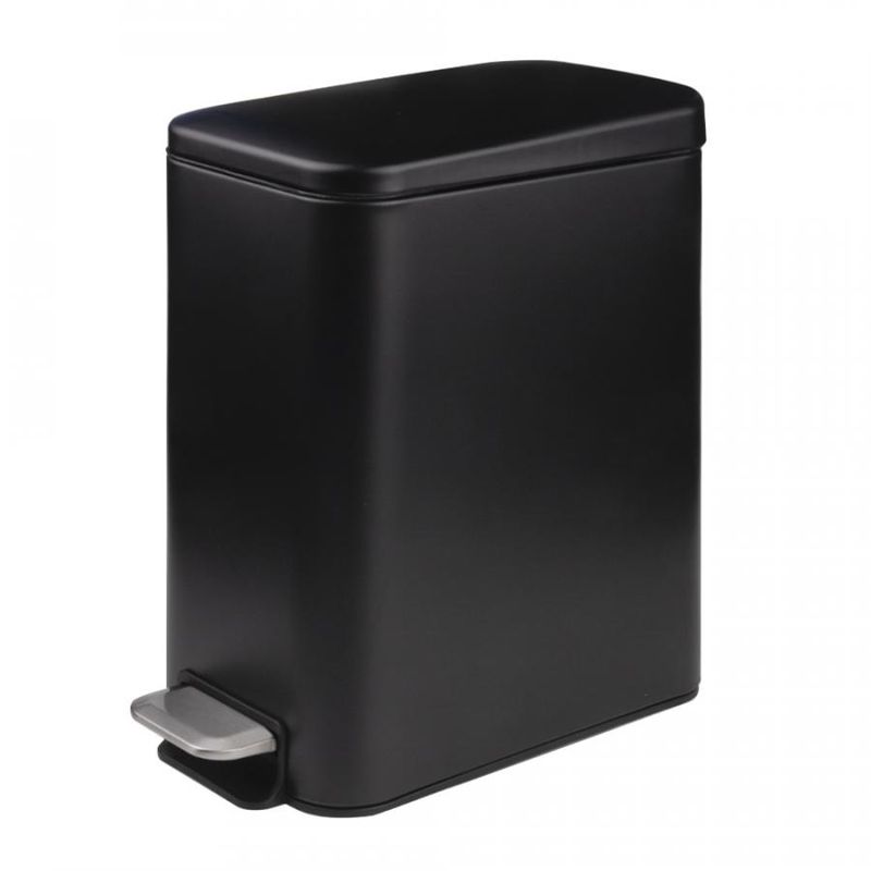 Ведро д/мусора нерж. 12,0л. КТ-92-12Ч-СД (черное, прямоуг. с педалью. 180*362*382мм ) с доводчиком