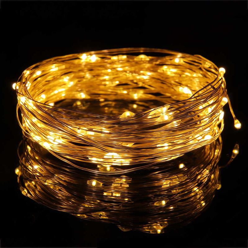 Гирлянда эл. нить  3,0м. 384-333 НИТЬ РОСЫ, 30LED, шампань, пров. серебр. цвет СНОУ БУМ