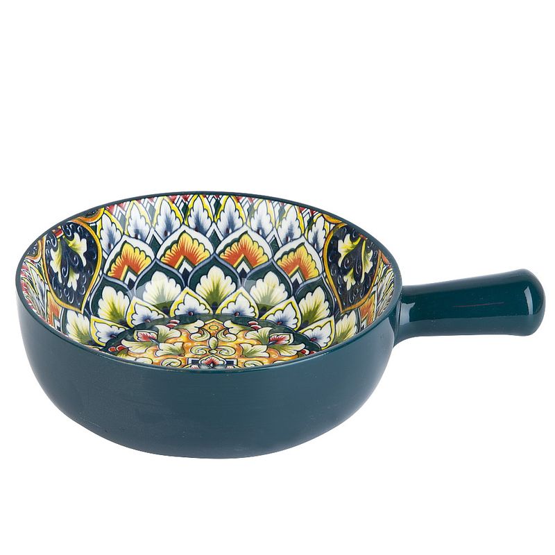 Кокотница 0860078 "Arabesque" с ручкой (зеленый) подар. уп.  ЕНС