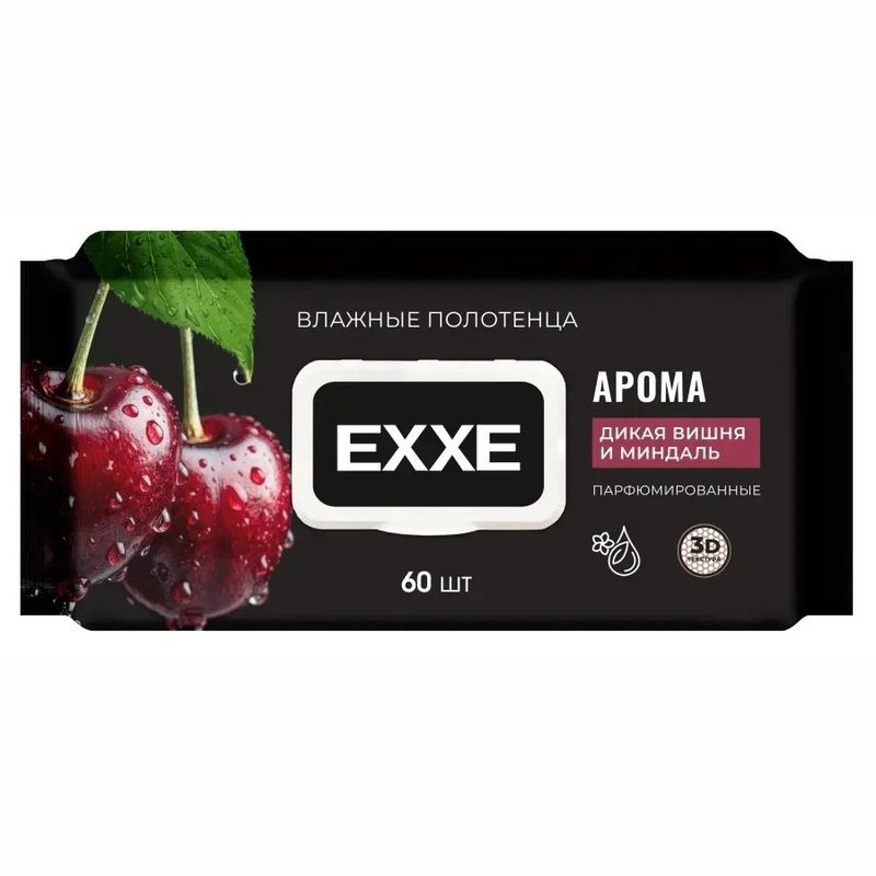 Полотенца влажные EXXE 8658 "Дикая вишня и миндаль" 60шт. (Арвитекс)