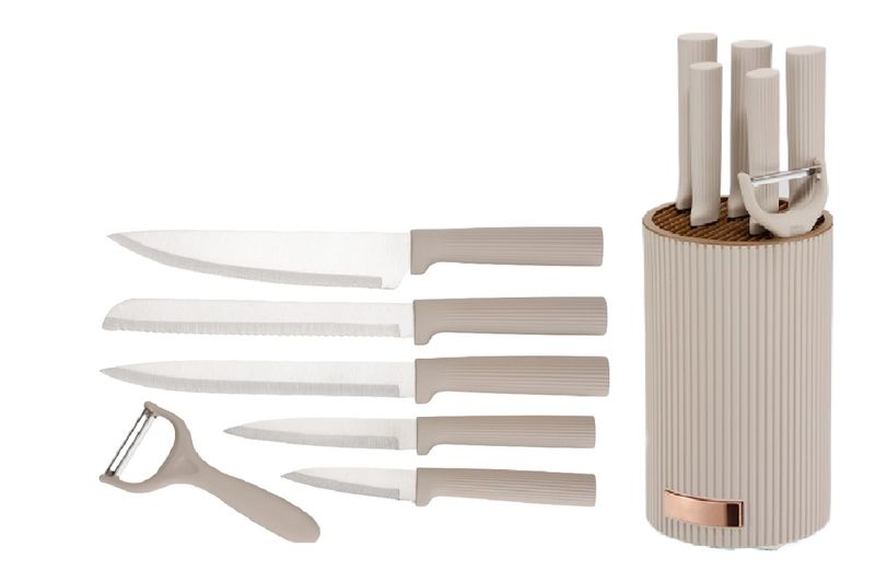 Набор ножей JEWEL ПС0005-16 (7 пр. 5 ножей, ножницы на подставке) черный