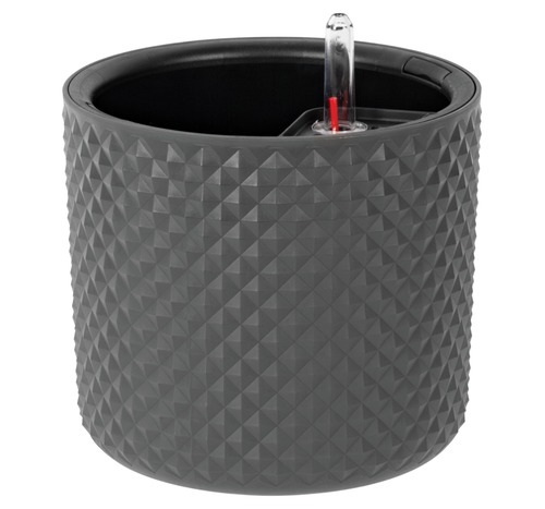 Кашпо ФАСЕТ  d18,0см. КН3236Гр с вставкой и автополивом (Графитовый)