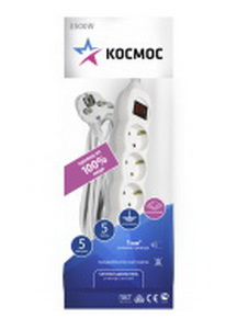 Удлинитель  5м. 5роз. с/з выкл. 16А "Космос"