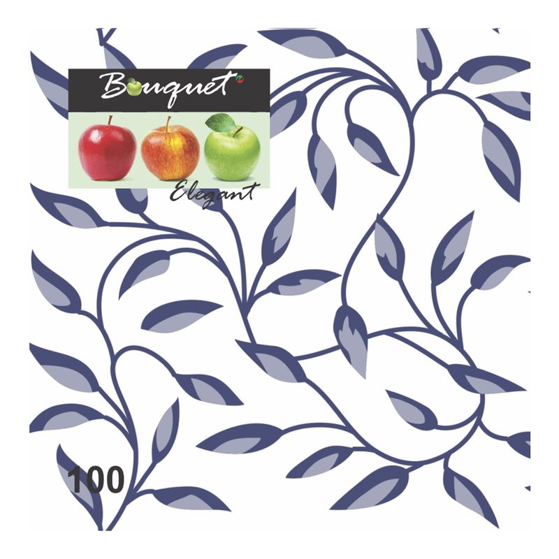 Салфетки бумажные 1сл. Bouguet Elegant 41326 (24*24см.) 100шт. "Узоры синие" РБ