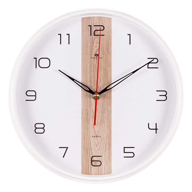Часы настенные 2940-116 "Рубин" (d=29см.)корпус белый "Текстура дерева"