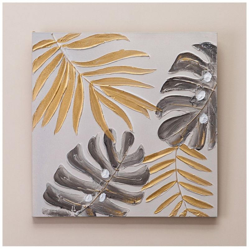 Картина 534-203-1 "ЗОЛОТАЯ МОНСТЕРА" (60*60*3см) ВД