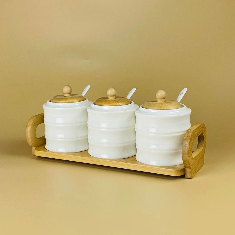 Набор банок 140-155 BAMBOO  (3шт.)на бамб. подставке + ложки (подар.уп.)