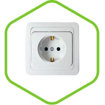 Розетка CLASSICO один. 2028-W скр\пр с з/к белая (2112) ASD