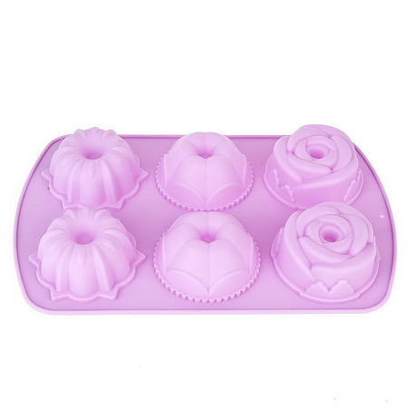 Форма д/выпечки силикон. 9902612 "Цветочный микс" (6 ячеек) ЕНС