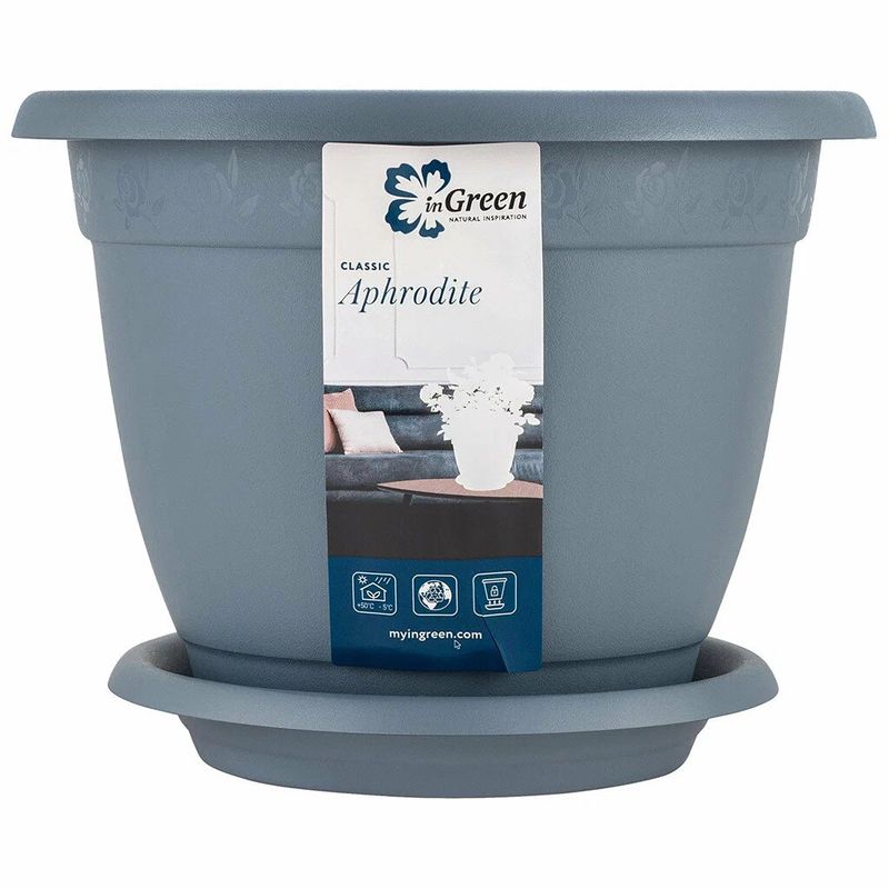 Горшок д/цв. "InGreen Aphrodite"  7,8л. d290мм ПЦ42061Сер №6 с подд. (серый)