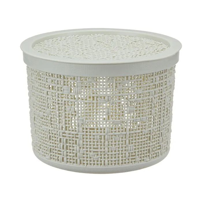 Коробка БЯЗЬ 2,0л. КН2328БР d17см. с крышк. (белый ротанг)