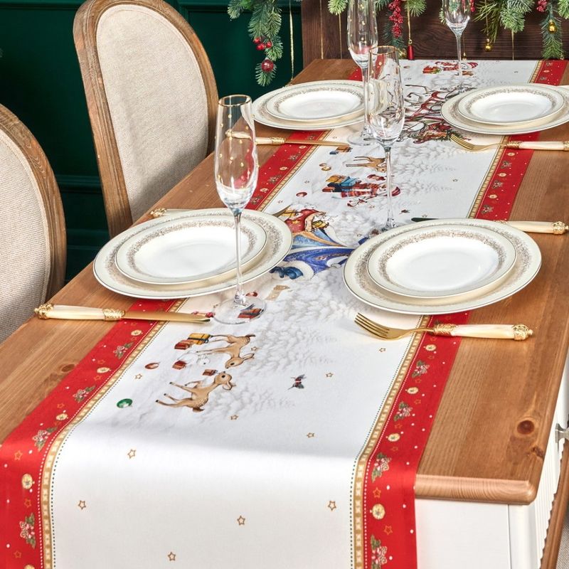 Дорожка на стол 850-763-31 "С НОВЫМ ГОДОМ" (45*215см красный ) хлопок, твилл пропитка