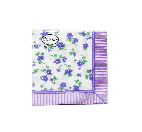 Салфетки бумажные 1сл. Design 28174 (24*24см.) 40шт. "Фиалки" РБ