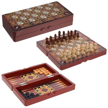 Набор игр 231294 3в1 (шашки, шахматы и нарды) 29,5*14,5*5см Р.