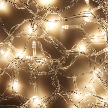 Гирлянда эл. нить  9,0м. 384-051 вьюн, 100LED, шампань, пост. свеч., прозрачный провод  СНОУ БУМ