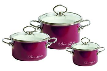 Набор №15 "Bon appetit" 8DB155S (3к.: 1,5/3/4л.) Vitross вишн. Чер