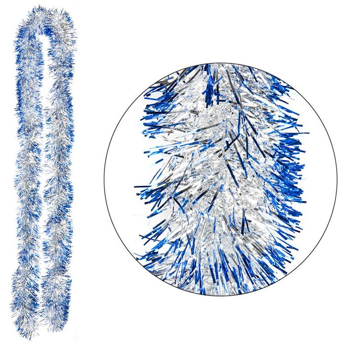 Мишура 2,0м. 6 слоев 106425 SYMTA-1623106 (серебряный с синей окант.)СКР