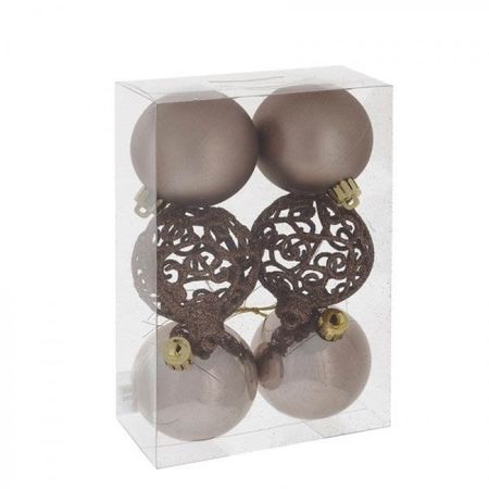 Шары (набор 6шт.) d6см. 722896 "Вензель шоколадный" Р