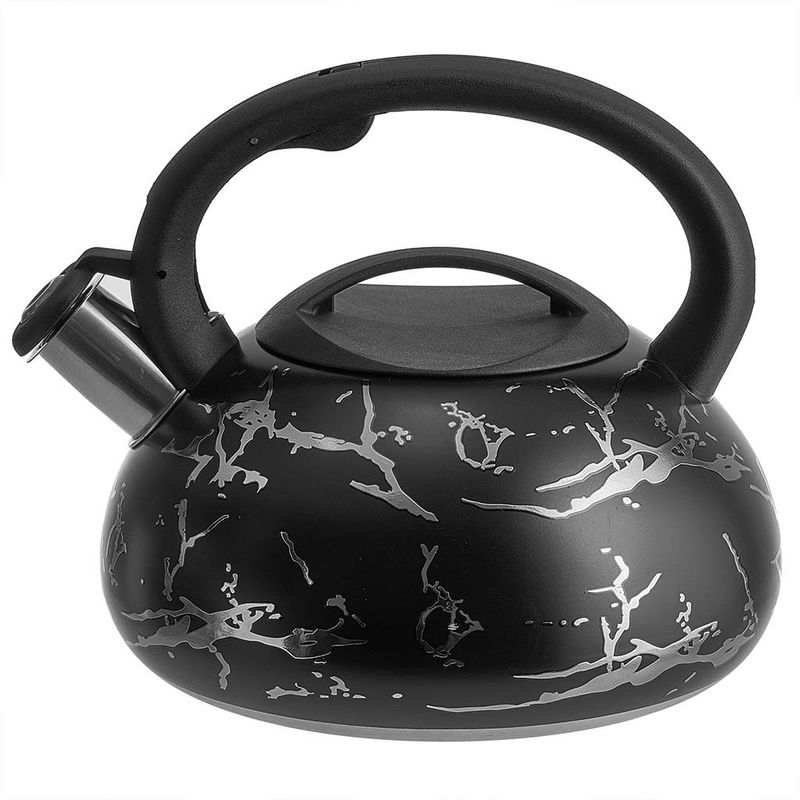 Чайник нерж. AK-539 3,0л. со свист. (черный с серебром) ALPENKOK