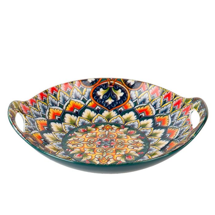 Блюдо 0860013 "Arabesque" (зеленый) с ручками 22,5*20,5*4,5см. ЕНС