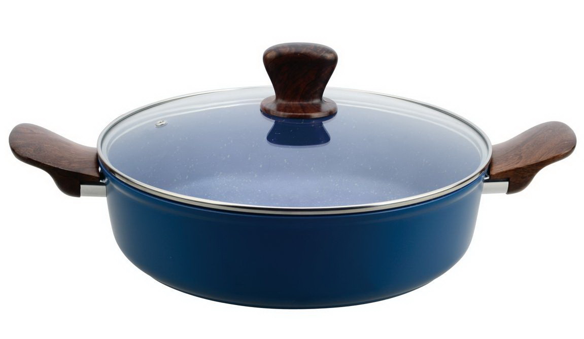 Сотейник WR-1395 28см. ЛАЗУРЬ (ков.ал. а/пр.мрам.покр. ст/крышк.)