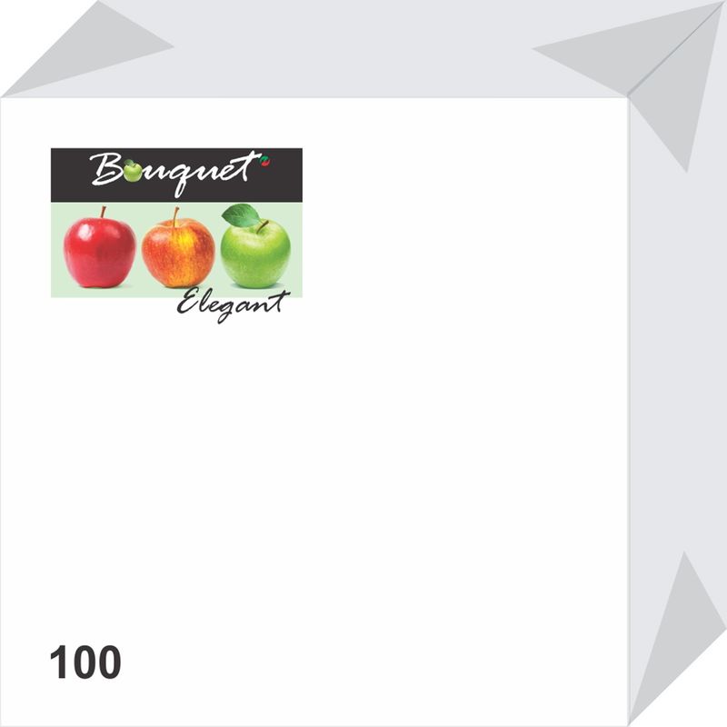 Салфетки бумажные 1сл. Bouguet Elegant 42569 (24*24см.) 100шт. "Белые" РБ