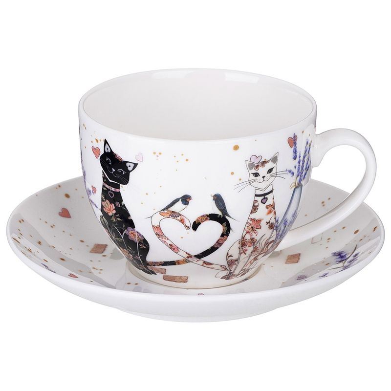 Чайная пара 425-171 "Лавандовые коты" 275мл. ВД