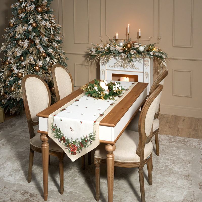 Дорожка на стол 850-734-32 "CELEBRATION" (45*215см беж. ) хлопок, твилл пропитка