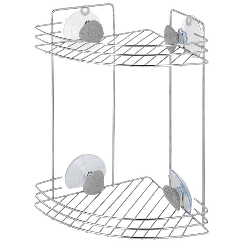 Полка д/ванной угл. 2-х ярусная STONE W2672 109066 (19,2*19,2*30,5см) Скр.