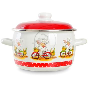 Кастрюля эмал.  4,0л. 6RС201M с\д Чер.