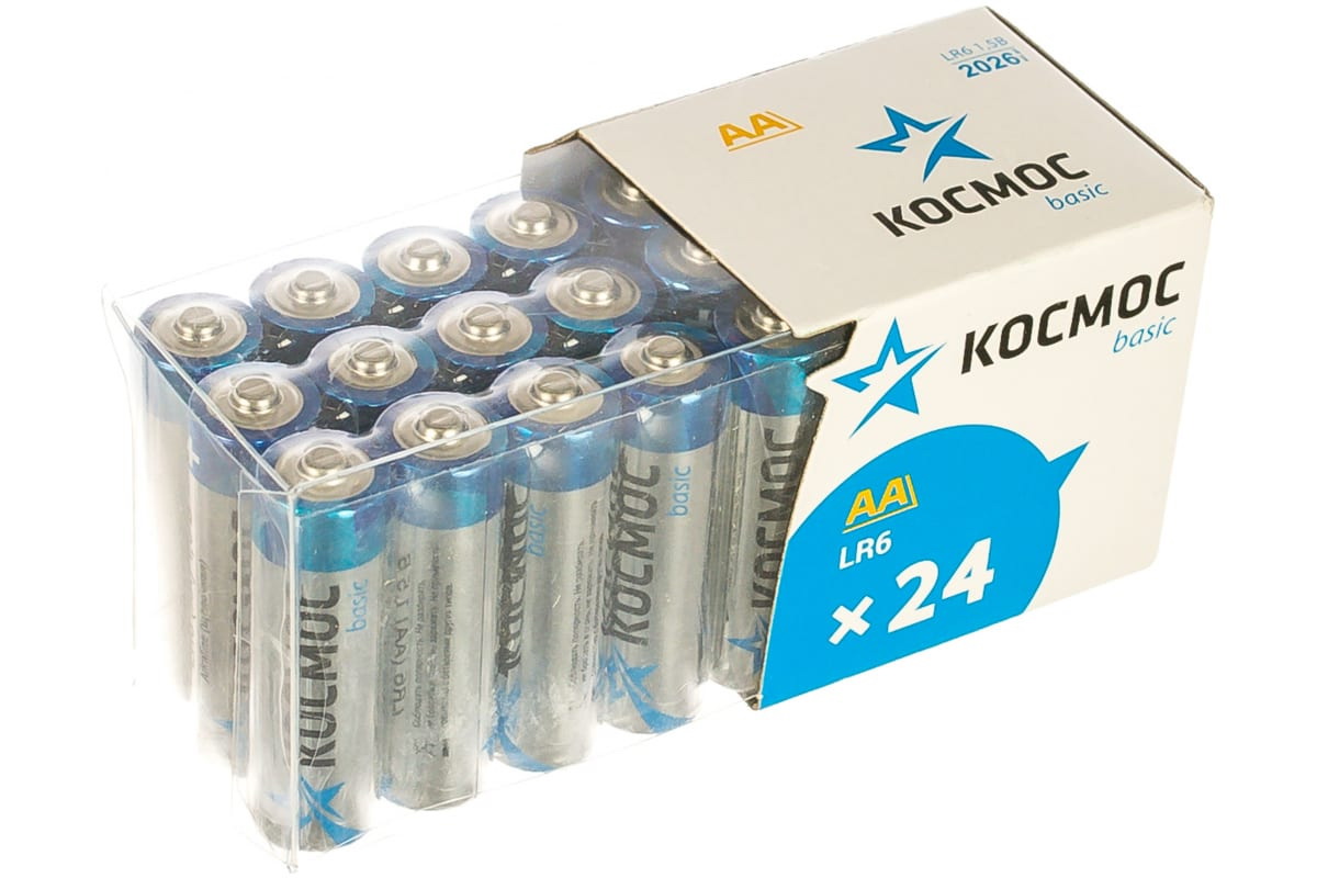Батарейки Космос LR6 (пл.бокс 24шт.) (480шт/уп.)