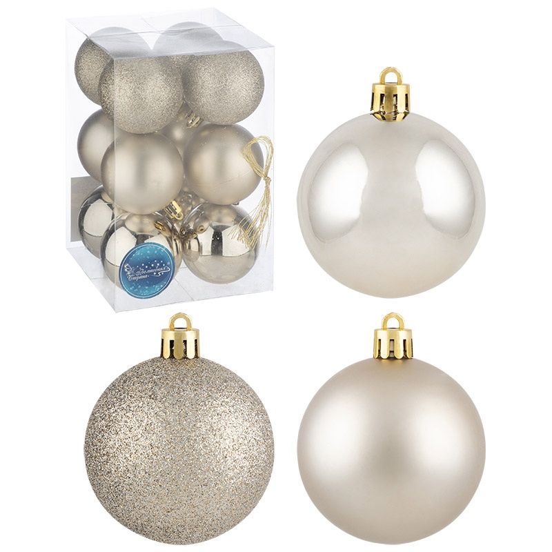 Шары SYQA-0123165-06 (набор 12шт.) d6см. 106325 (золотая шампань) Скр.