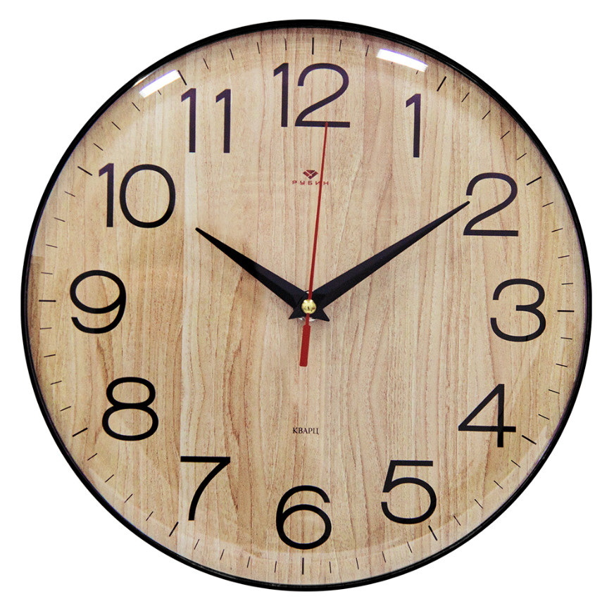 Часы настенные 2526-003 "Рубин" (d=25см.)черный "Текстура дерева"