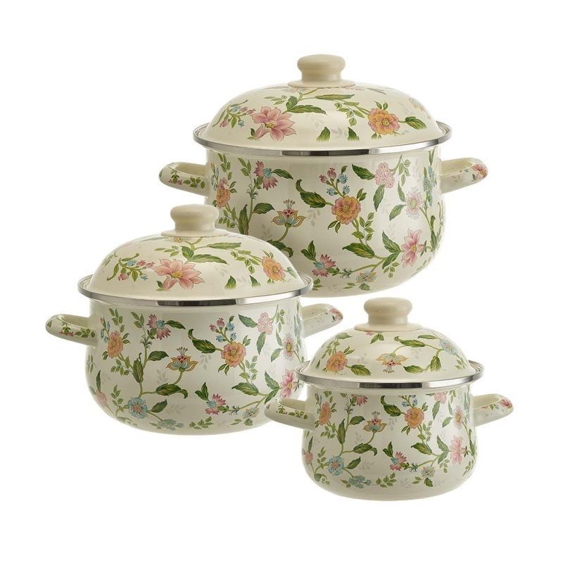 Набор посуды эмал. EM-1641 "Прованс" (3к.:1,5/2,8/3,6л.) MetaLLoni  Дел.