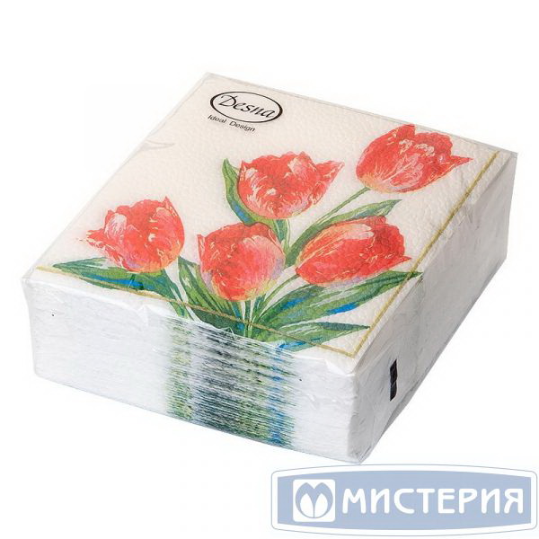 Салфетки бумажные 1сл. Design 28171 (25*25см.) 40шт. "Красные тюльпаны" РБ Салфетки бумажные 1сл. Design 28171 (25*25см.) 40шт. "Красные тюльпаны" РБ