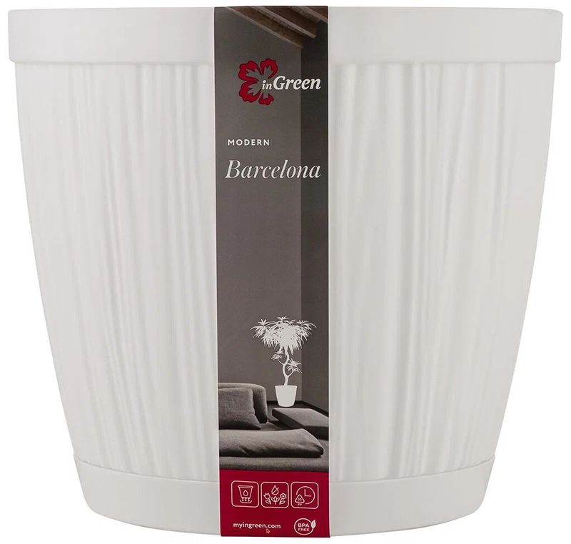 Горшок д/цв. "InGreen BARCELONA" 2.7л. 275*145мм ПЦ6233Б (белый) овал.