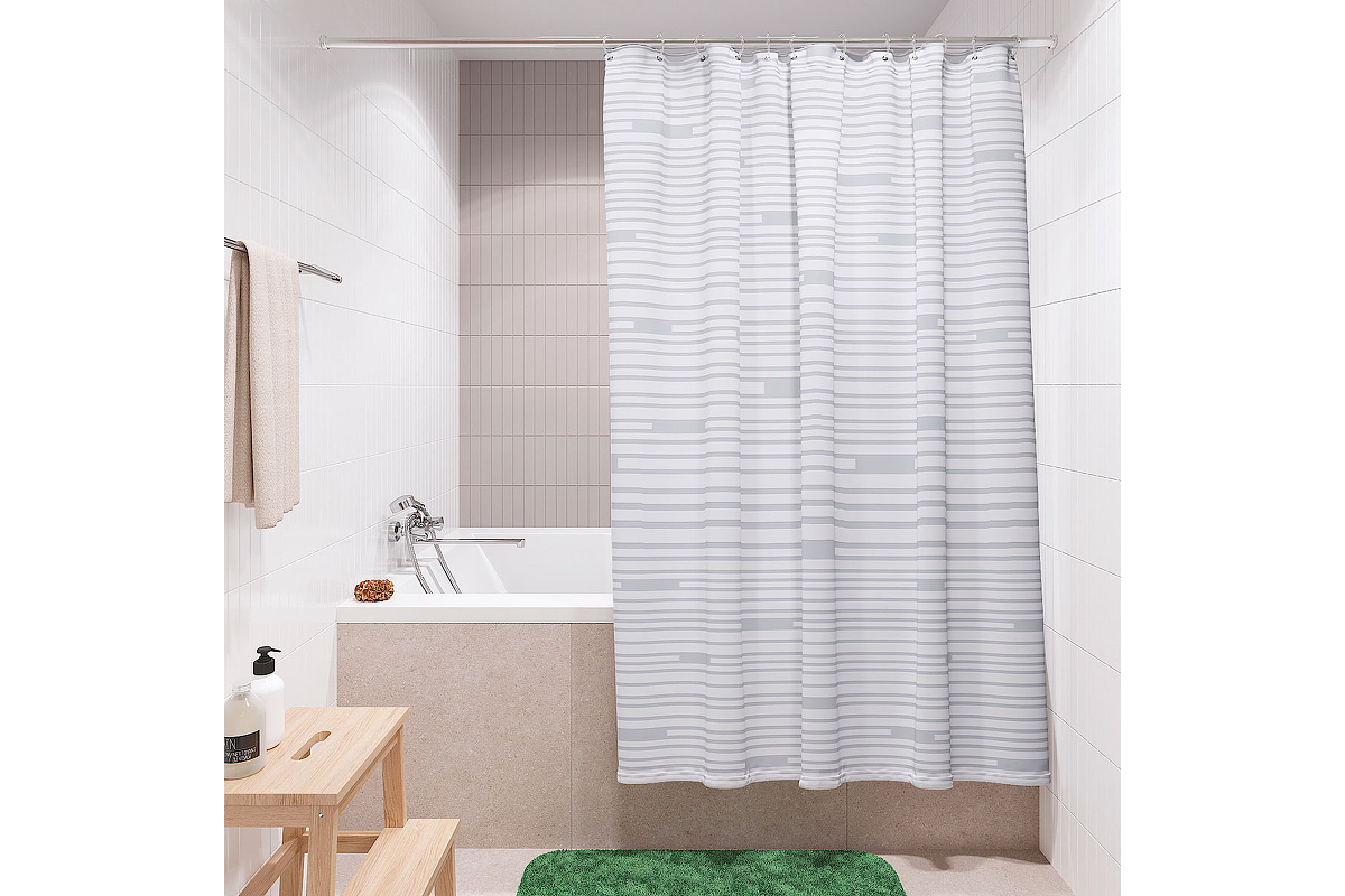 Занавес д/ван.комн. 180*180см. "Bricks, White" FOR-BRK205W А