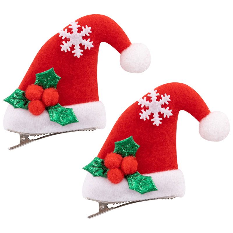 Зажим для волос "Шапочка Рождественская" 103192 (2шт.) Скр.