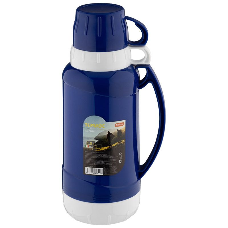 Термос стекл. VALENTE 1,8л. 106037 (пл.корп. 2 чашки ) Mallony  (Скр)