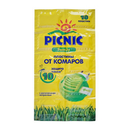 Пластины от комаров ПИКНИК Family (10шт.) 23064/04-004 (Арнест)