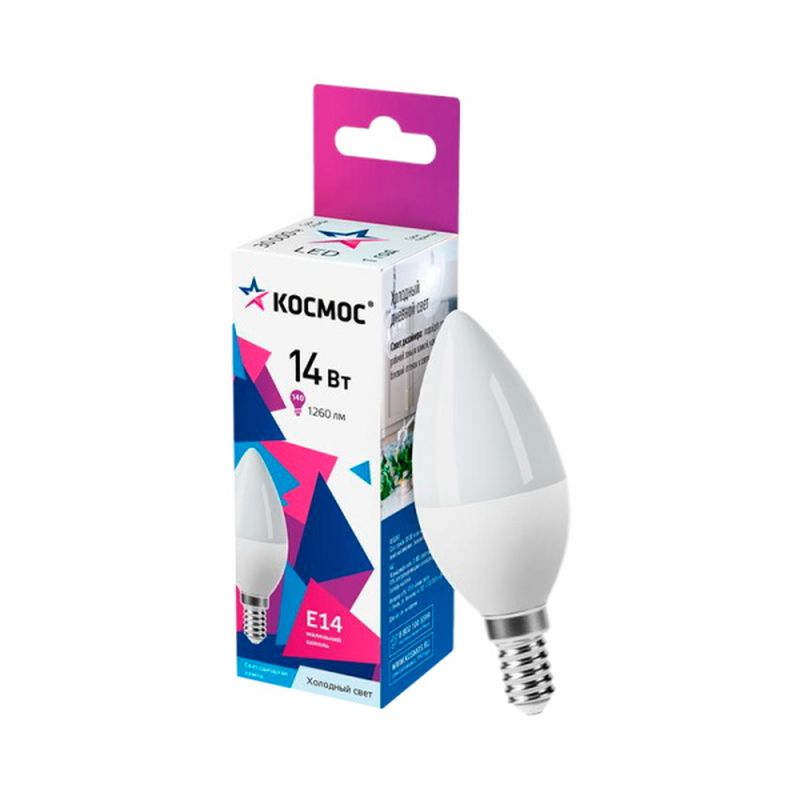 Лампа светодиодная Космос 14Вт LED CN Е14 6500К (свеча)