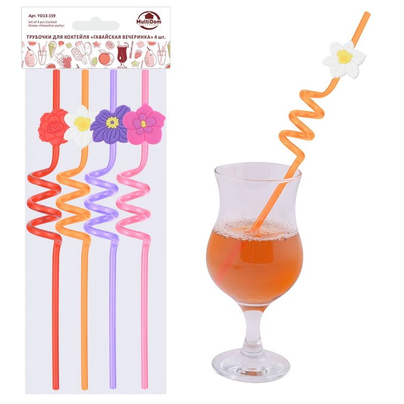 Трубочки коктейльные "Гавайская вечеринка" YD13-159 (4шт.) Мд