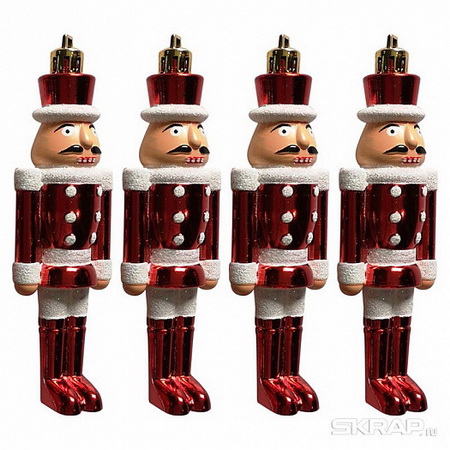 Подвесн.украш. "Солдатики" 007474 (набор 4шт.) (красный) Скр