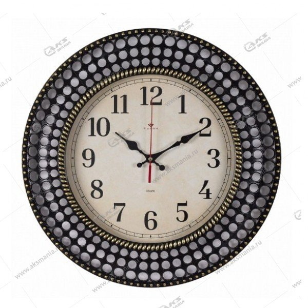 Часы настенные 4027-001 "Рубин" (d=40см) корпус черный с золотом "Классика"